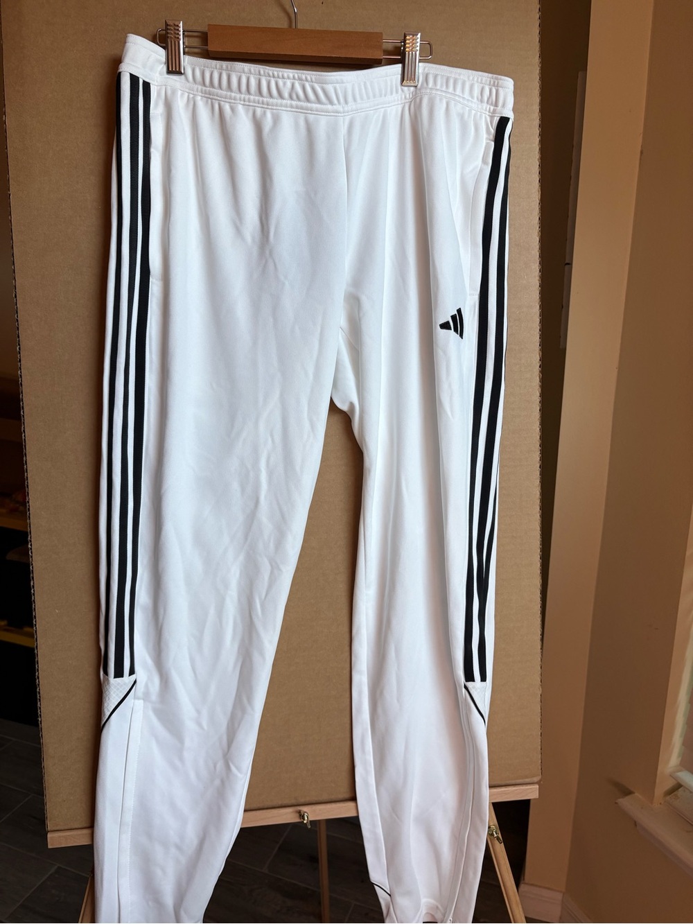 Adidas Men White Track Pants with Black Stripes